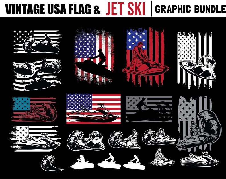 Jet Ski Svg Files Jet Ski FLAG BUNDLE Jetski Graphics Summer Svg