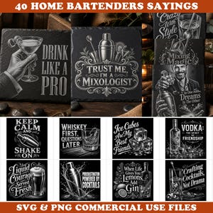 Home Bartenders Slate SVG PNG & JPEG Bundle Mixology Humor Slate Designs instant downloads