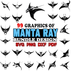 Manta Ray Bundle SVG, Png, Dxf, Pdf - Instant digital downloads