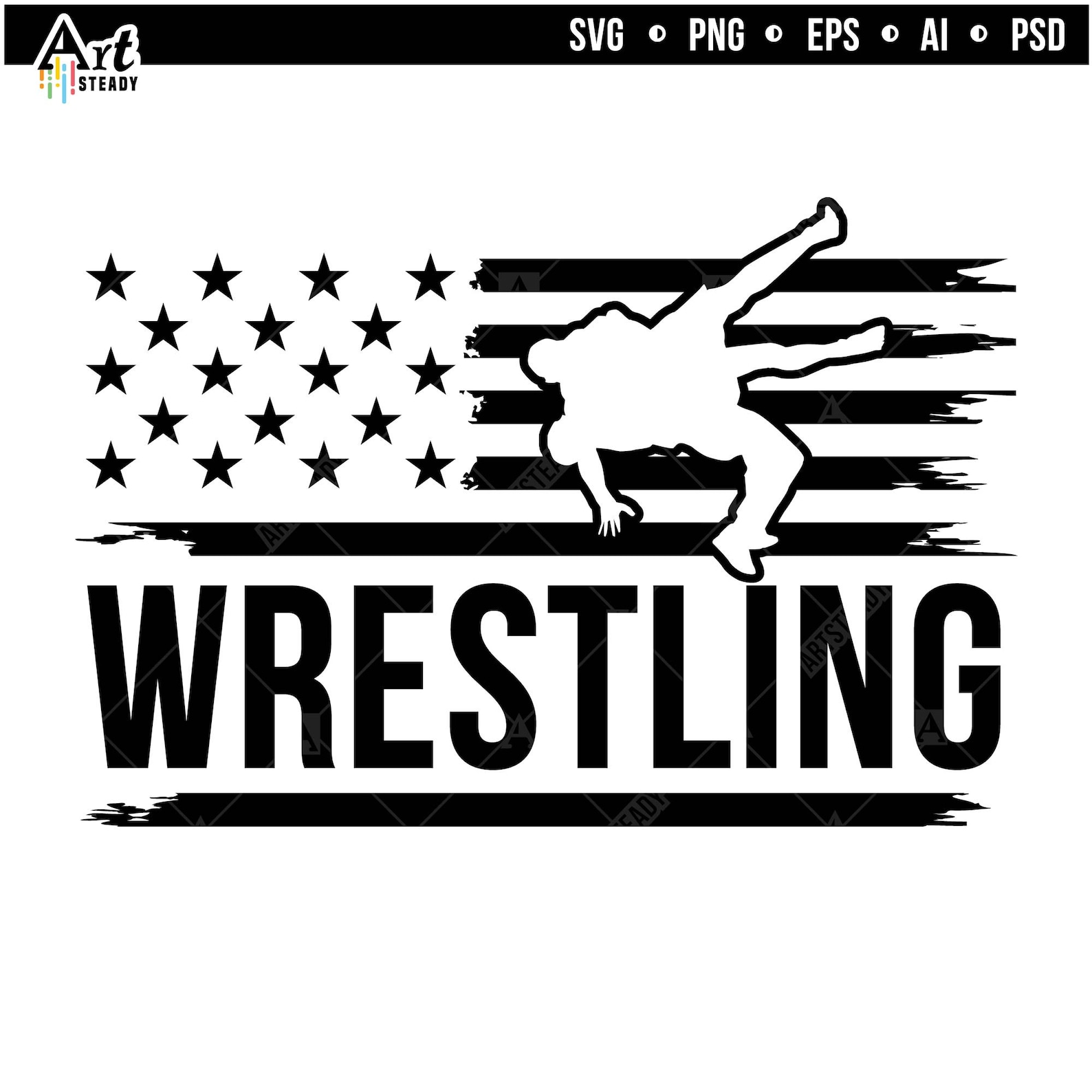 Wrestling Svg Files USA Flag Patriotic Wrestle Theme Etsy