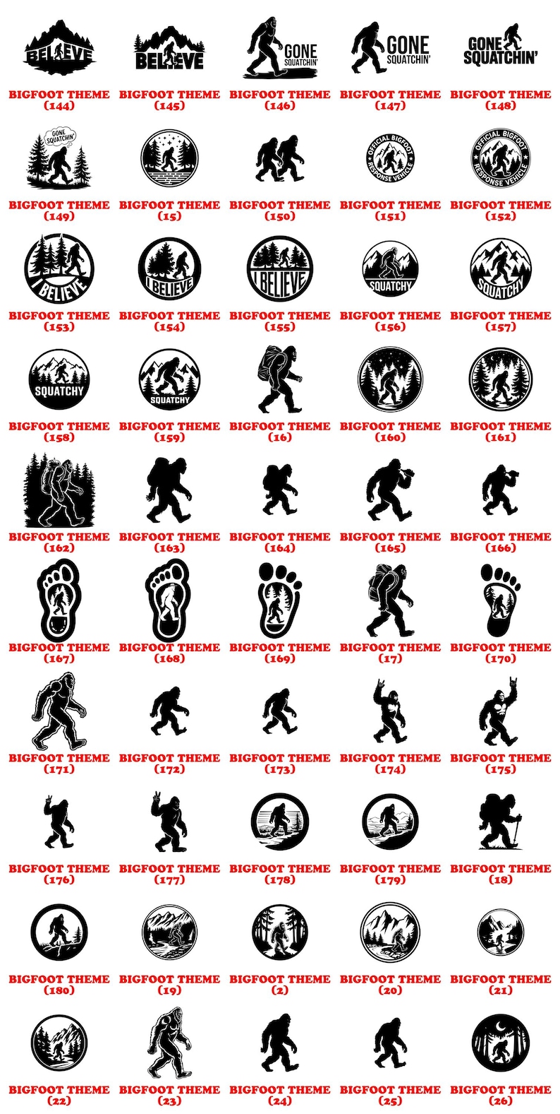 Bigfoot SVG Bundle Sasquatch Clipart | Yeti Silhouette | Bigfoot Cut Files for Cricut | Camping Adventure Designs | Forest SVG | Commercial image 15