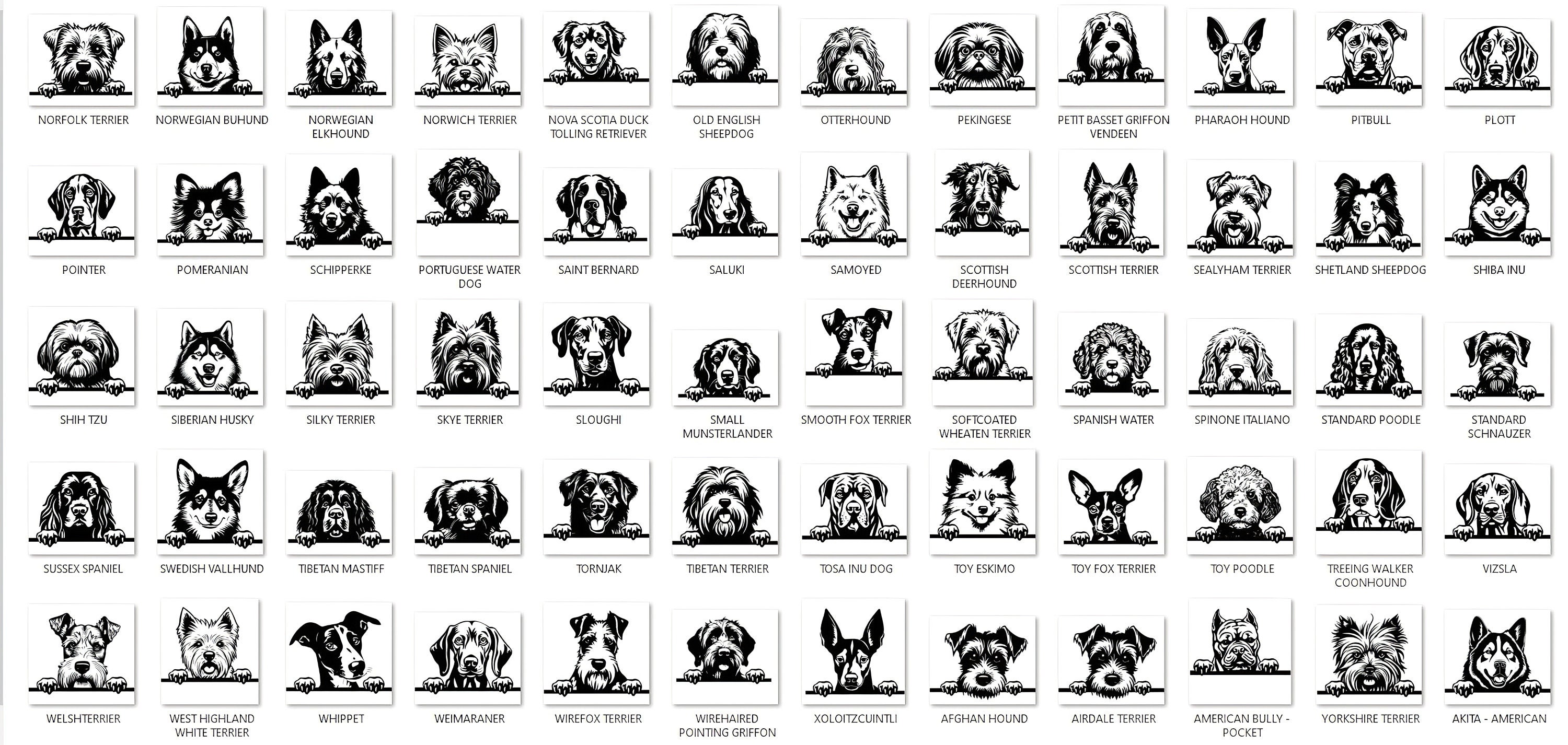 Laser Cut Bundle Peeking Dogs Svg Dxf Pdf Png Eps - Complete Breeds ...