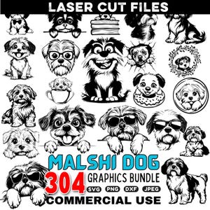 Lasergesneden ontwerp Malshi-hond | Precisie SVG- en DXF-bestanden voor CNC | Aangepaste huisdiergravure | Licentie voor commercieel gebruik