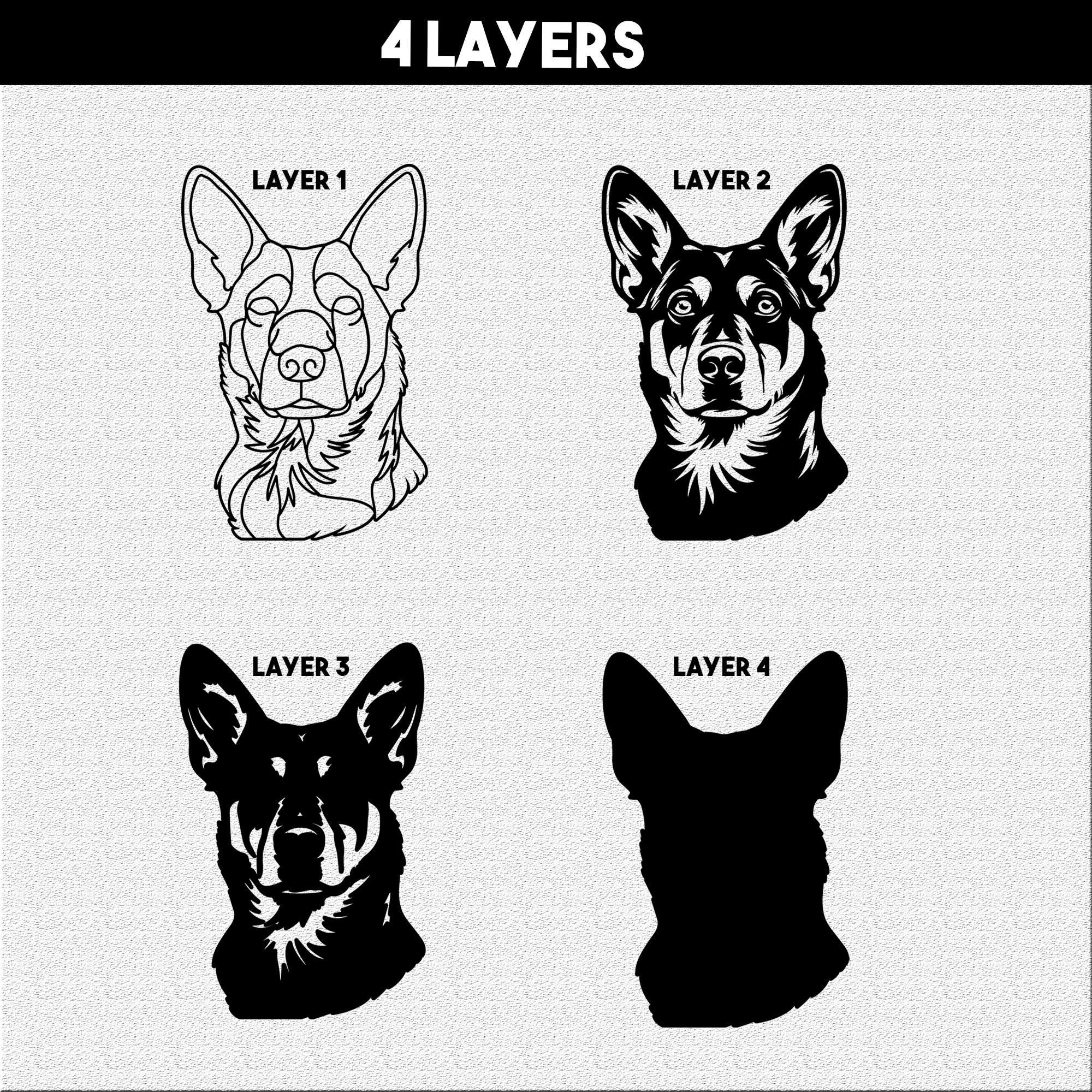 147 Dog Heads Multi Layer Laser Cut Files Dxf, Svg, Eps & Pdf Bundle ...