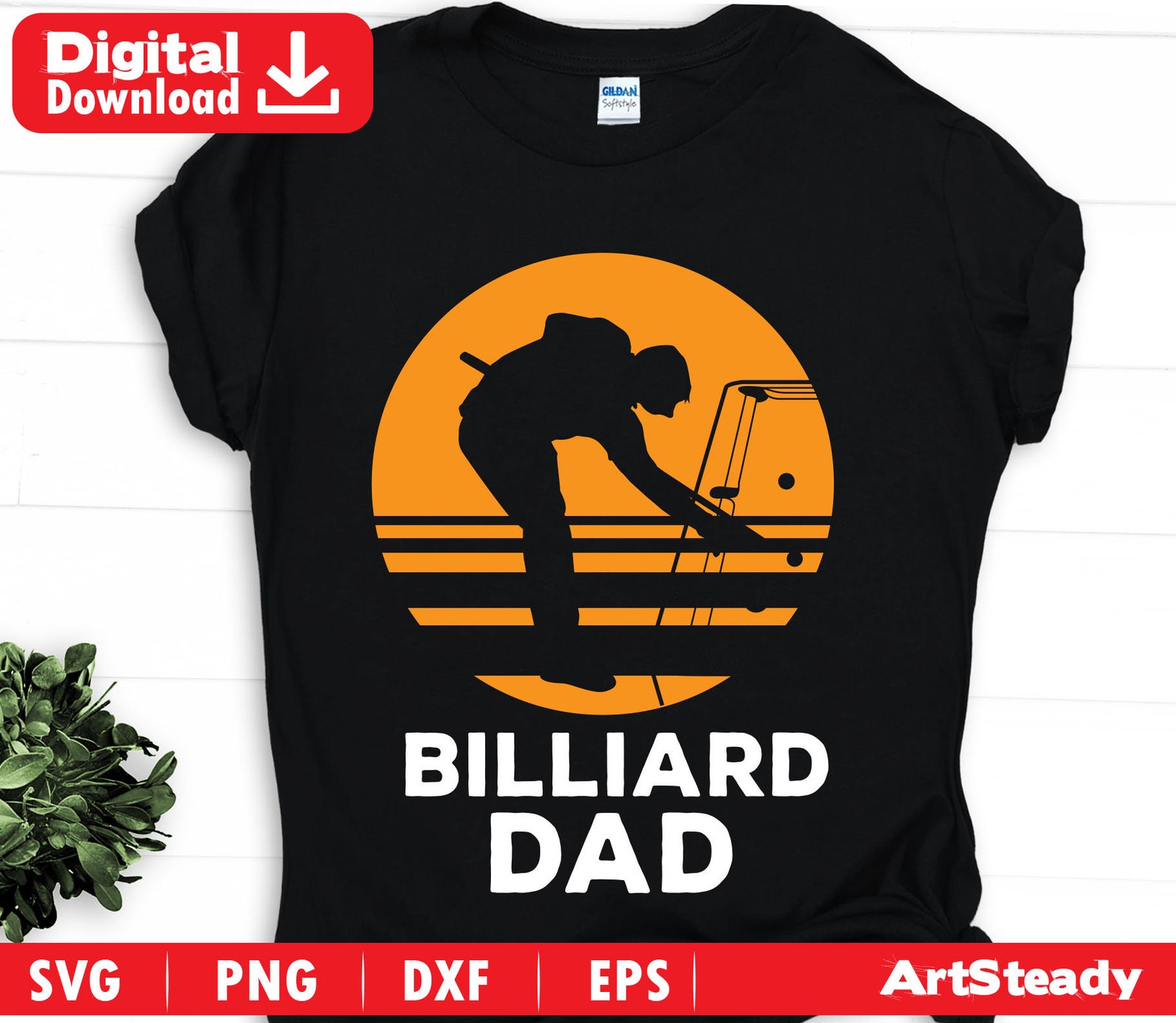 Billiards Svg Files Sunset Art Retro Theme Mixed With DAD Etsy