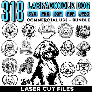 Découpé au laser pour chien Labradoodle | Pack DXF | Fichiers de gravure laser pour chien | Conception Labradoodle