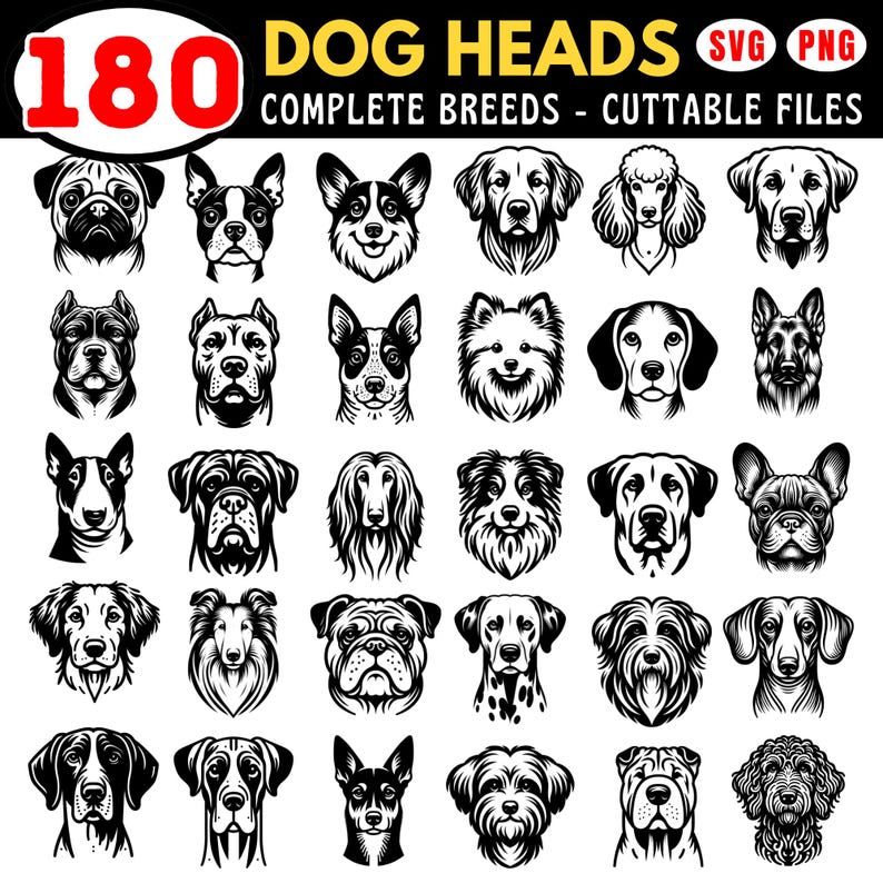 Peeking Dogs Svg, Png and Dxf Bundle 180 Graphics - Complete Breeds ...