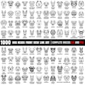1000 Dog heads front view line art Complete breeds Svg and PNG bundle - dogs or puppy pet lover owner instant digital downloads