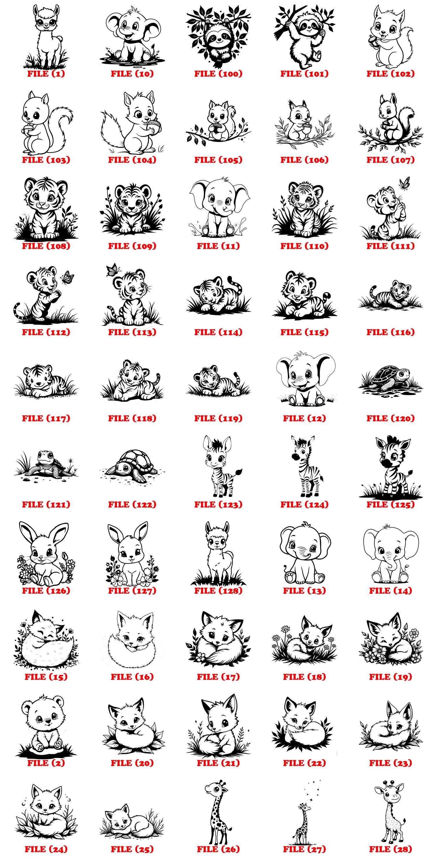 Cute Baby Animals Chibi Svg Png Pdf & Dxf Bundle for Cricut Instant ...