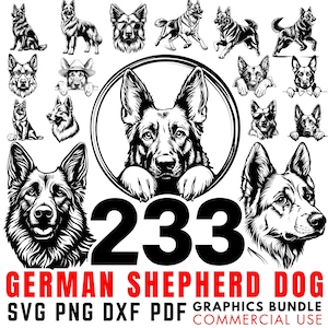 German Shepherd Dog Svg Dxf Png Jpeg Bundle Instant Digital Downloads for Cricut and Silhouette - Commercial Use