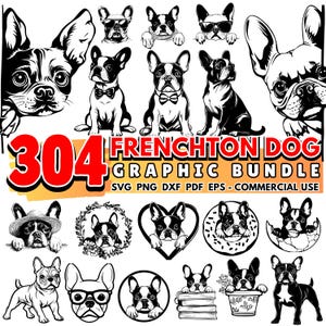Pacchetto SVG French Dog / File di taglio Bulldog francese / Disegni pronti per Cricut / Silhouette Frenchie SVG