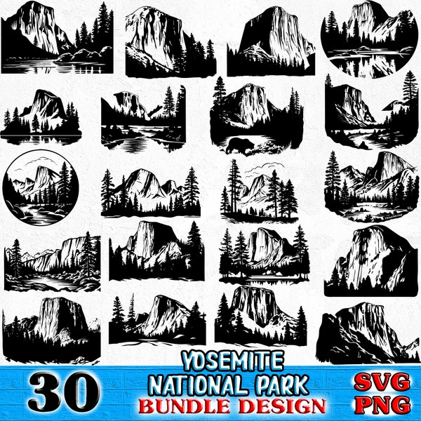 Yosemite National Park Bundle SVG, PNG instant digital downloads