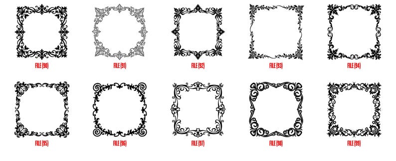 Victorian Scrollwork Frame SVG Bundle, Ornate Vintage Border Designs ...