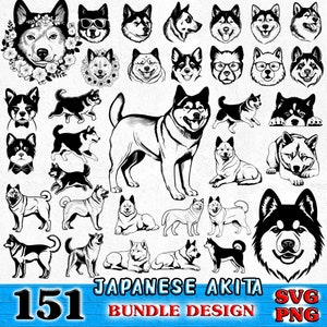 Japanese Akita dog pet lover owner Bundle SVG, PNG instant digital downloads