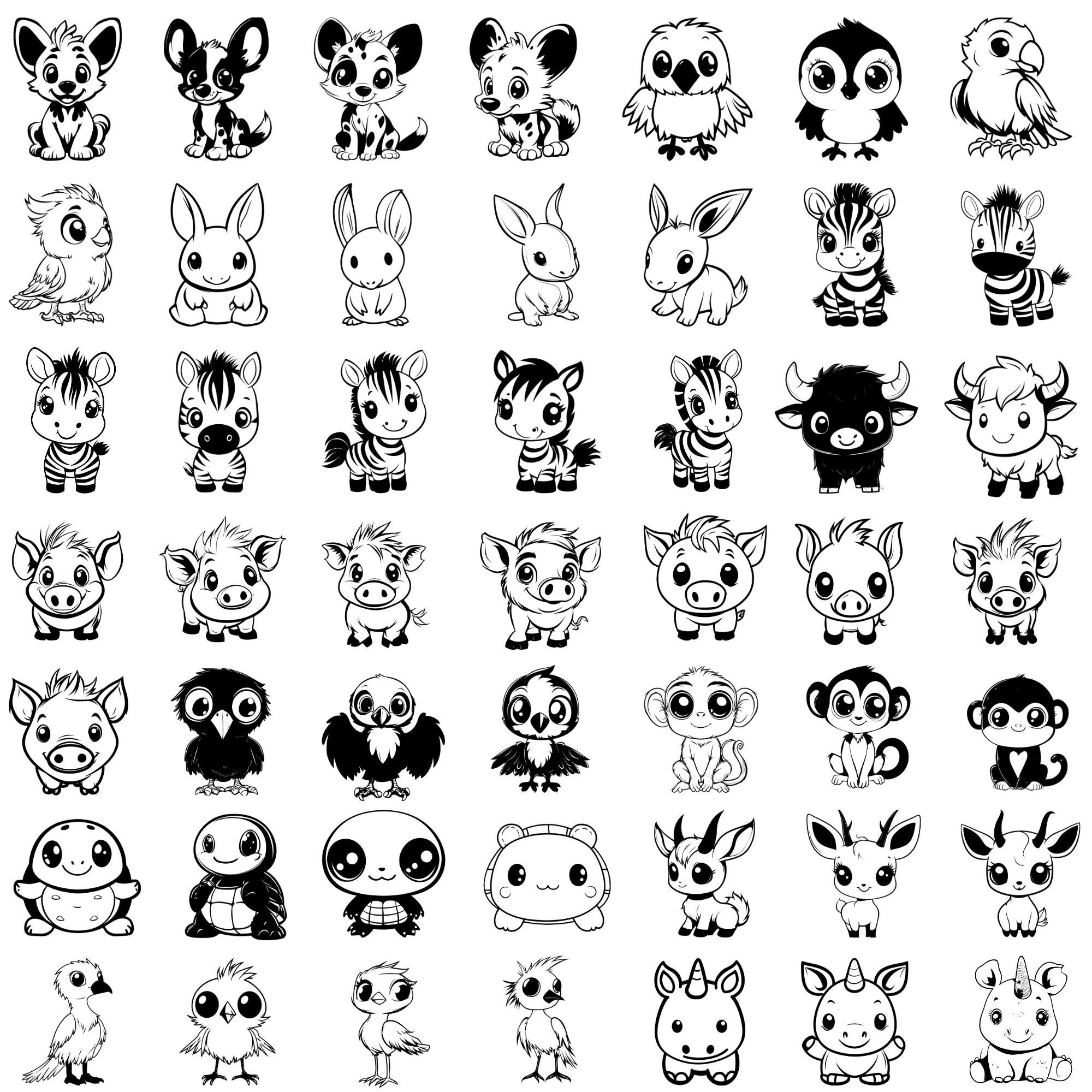 Laser Cut Files Kawaii Safari Animals Svg Dxf Png Pdf Jpeg Bundle ...