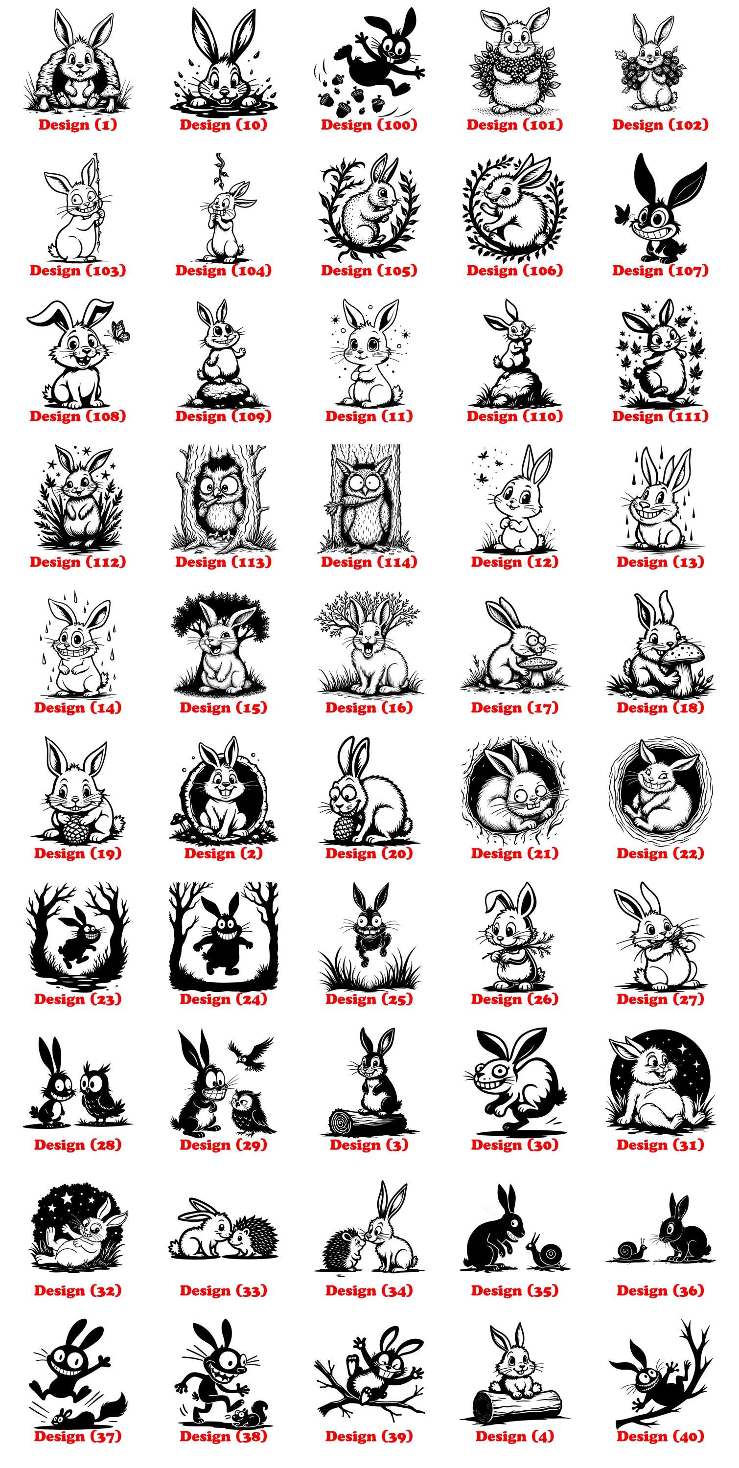 Goofy Cartoon Rabbit Goofy Big Eyes Rabbits Svg Png Pdf & Dxf Bundle | Funny Cartoon Bunny ...