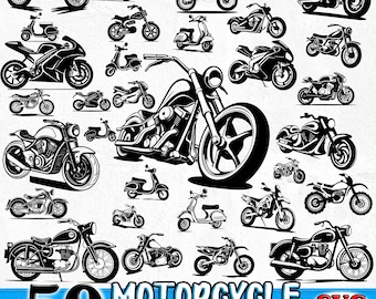 Motorcycle SVG Bundle, Biker Chopper Motorbike Clipart for Cricut Crafts instant downloads