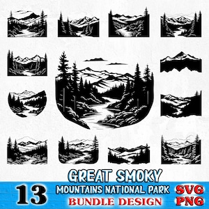 Great Smoky Mountains National Park bundel SVG, PNG instant digitale downloads