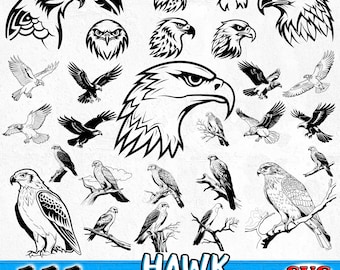 Laser Engrave Hawk SVG PNG Bundle Bird Silhouette Wildlife Design for Laser Engraving Glowforge CNC instant downloads