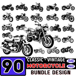 Motorcycle Svg Dxf Pdf Png Jpeg Bundle | Motorcycle Svg Files | Biker Svg Bundle | Chopper Svg Art | Motorbike Clipart Instant Download