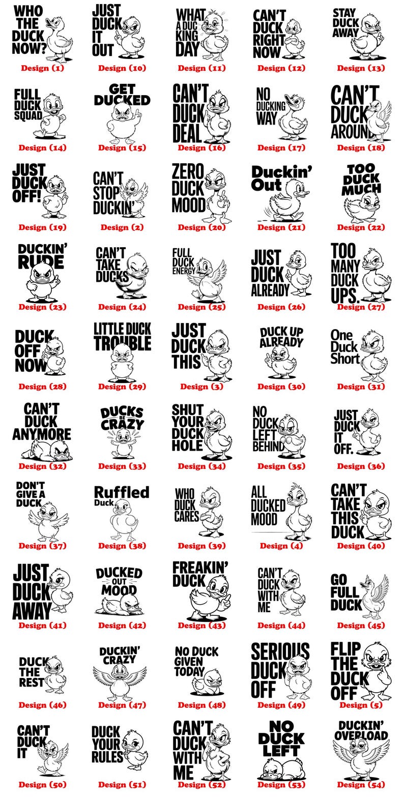 Funny Duck Sarcastic Quotes Svg Png Pdf & Dxf Bundle Hilarious Duck ...