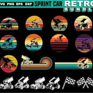 Sprint car svg files - Sprint car RETRO BUNDLE racing cars svg instant digital downloads