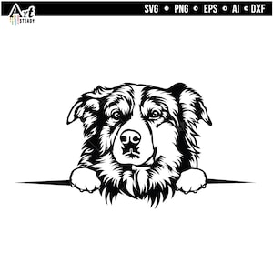 Australian Shepherd SVG Files | Peeking Aussie Dog Clipart for Cricut and Pet Lover Gifts | Cute and Funny Aussie Dog SVG | Instant Download