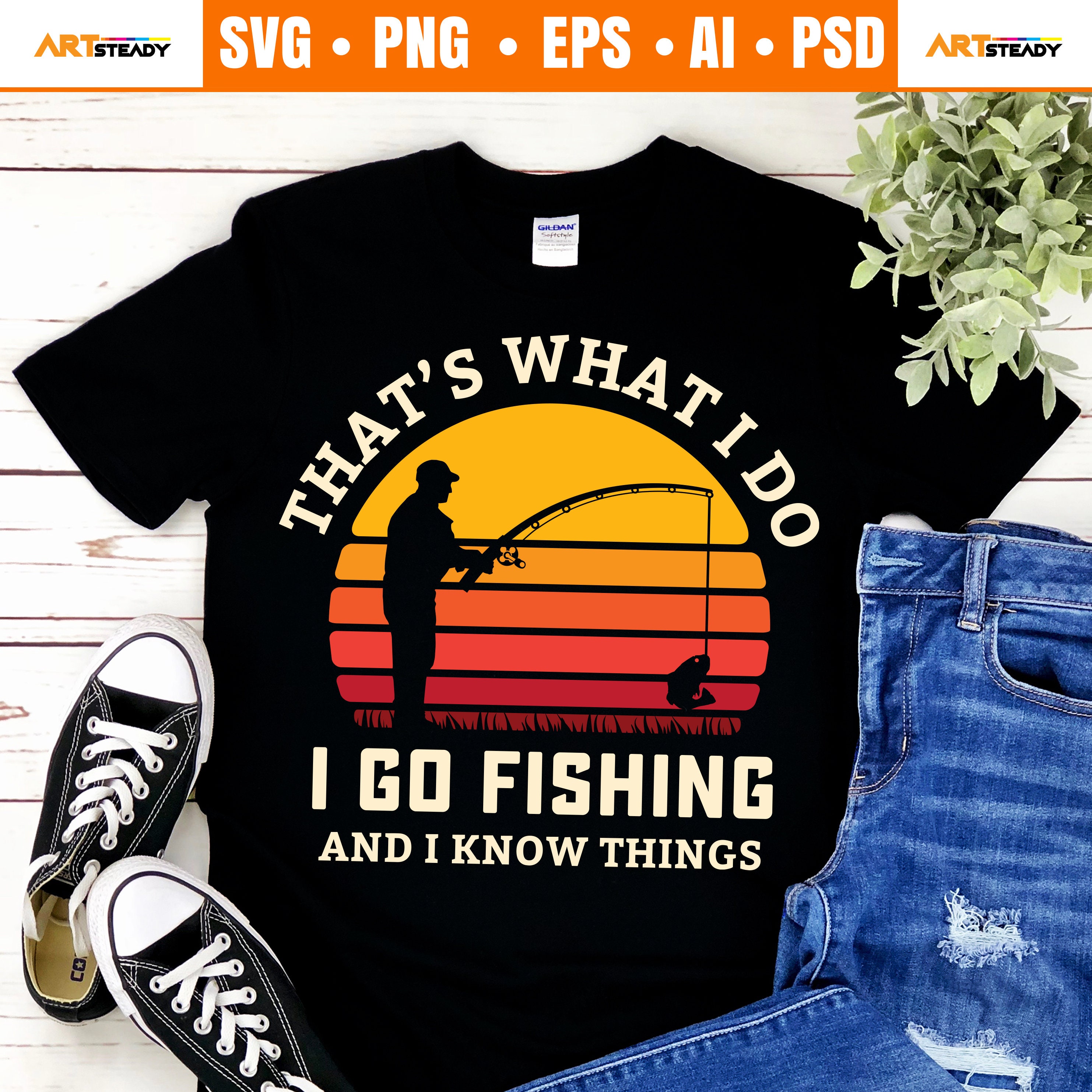 Download Fishing svg retro sunset funny graphic vintage theme art | Etsy