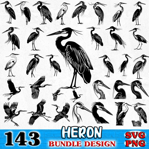 Heron, Bundle SVG, PNG instant digital downloads