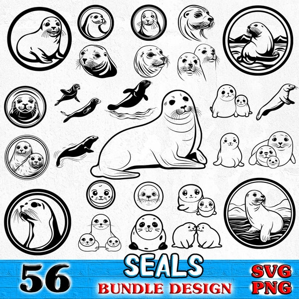Seals, Bundle SVG, PNG instant digital downloads