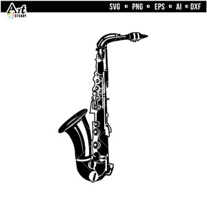 Saxophone Svg Dxf Pdf Png Jpeg Bundle | Music Instrument Silhouette Svg | Jazz Saxophone Clipart | Band Musician Instant Download