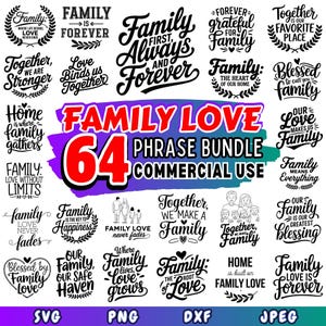 Familie Liebe SVG | Herzerwärmende Sätze SVG Bundle | Inspirierende DXF-Dateien für Cricut | Kommerzielle Nutzung Familien Zitate