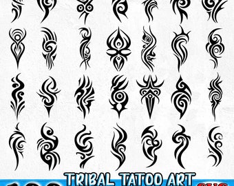 Tribal Tattoo Art Bundle SVG, PNG instant digital downloads