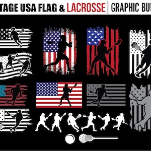 Lacrosse Svg Files, Lax Sports Svg Bundle with USA Flag Graphic, Lacrosse Stick and Helmet Clipart for Cricut and Silhouette | downloads