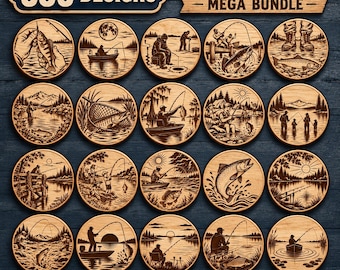 Fishing Coaster SVG Mega Bundle, Engraving Design for Anglers, Fish Lover Gifts Digital downloads