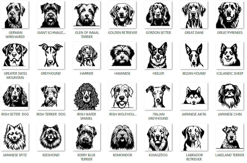 Dog Breeds Faces SVG Bundle Laser Cut Engraving CNC Files ( Instant ...
