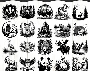 Animal Graphics Svg & Png Bundle for Cricut and Laser Engrave Projects instant downloads