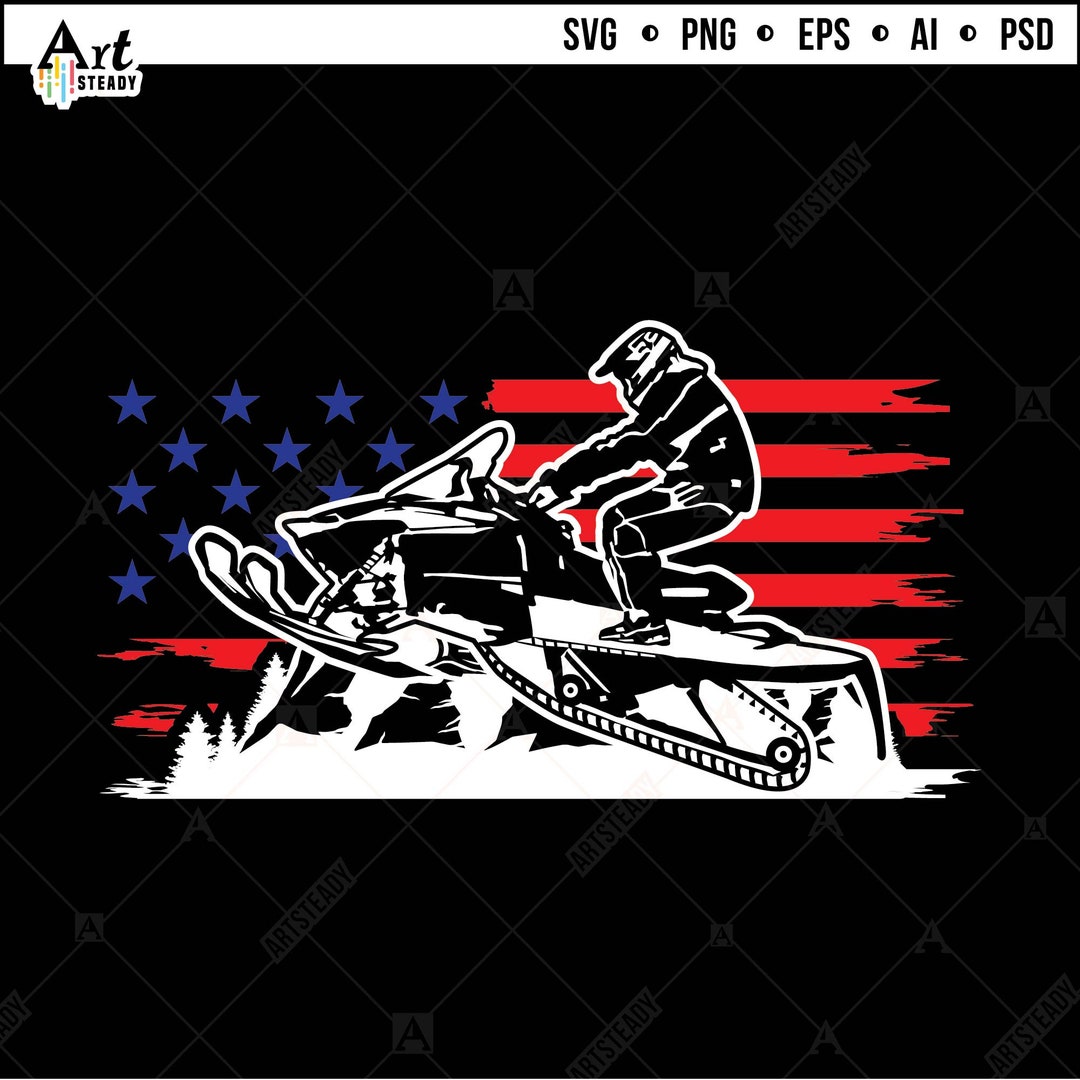 Snowmobile Svg Files SNOWMOBILE NATURE IN Flag Snowmobiling Winter