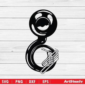 Sousaphone svg files - graphic art Marching band musical instruments instant digital downloads