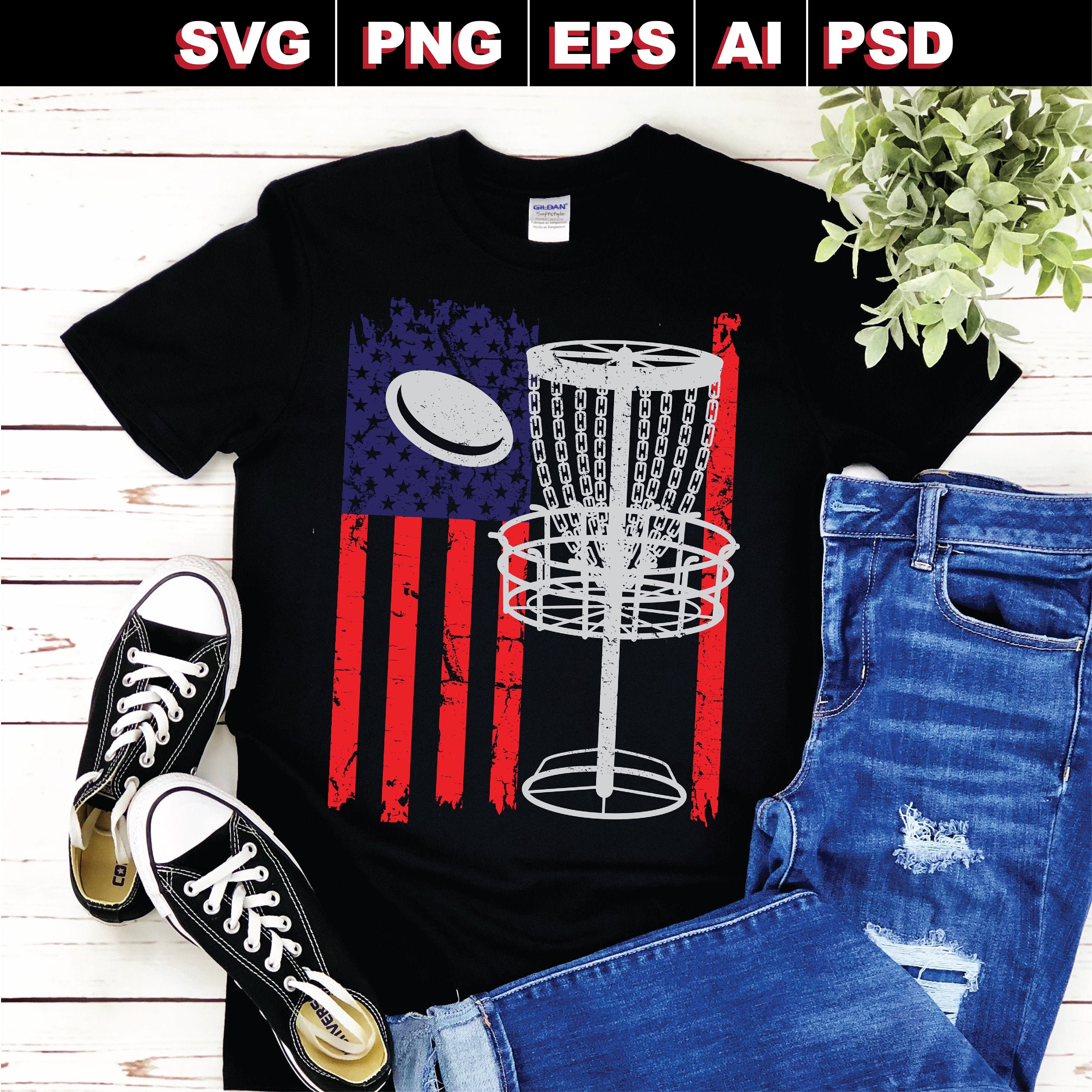 Disc golf svg file art print artistic american flag disc Etsy
