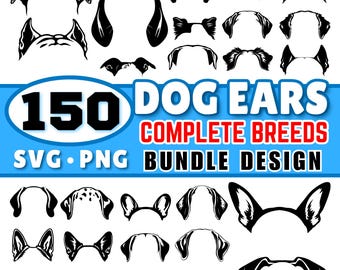 Cute DOG Ears Complete breed Bundle SVG, PNG instant digital downloads