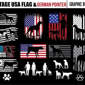 German pointer svg files- Dog lover svg digital download Vintage USA flag BUNDLE art