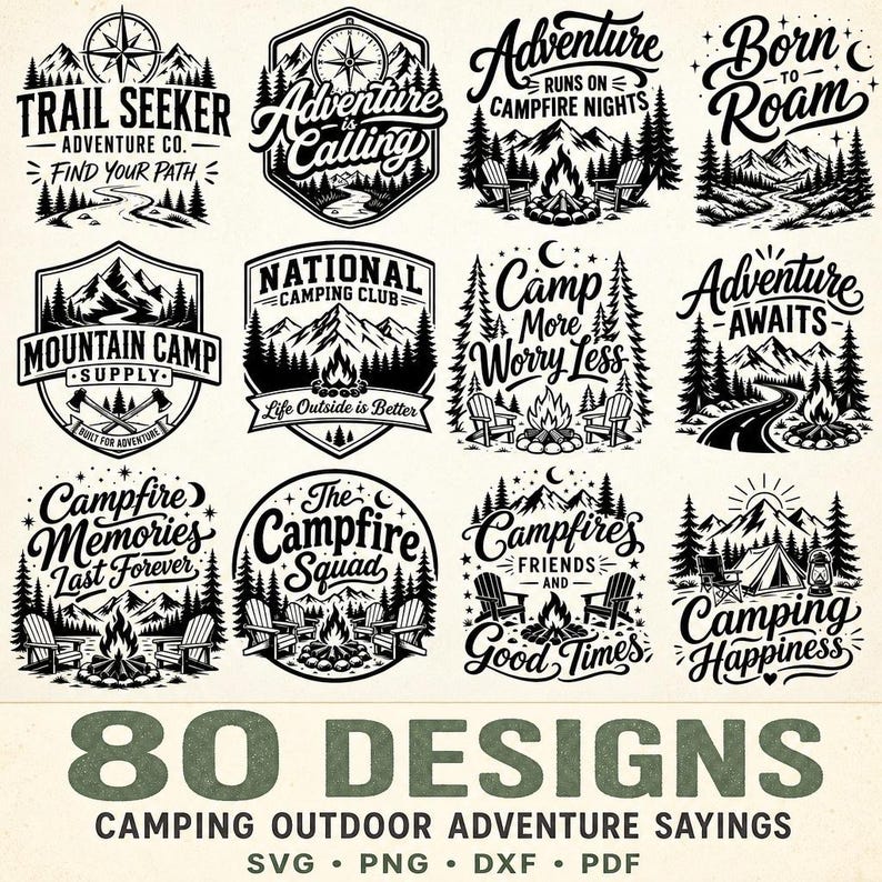 Camping Sayings Svg Png Pdf Dxf Files With Outdoor Adventure Quotes ...