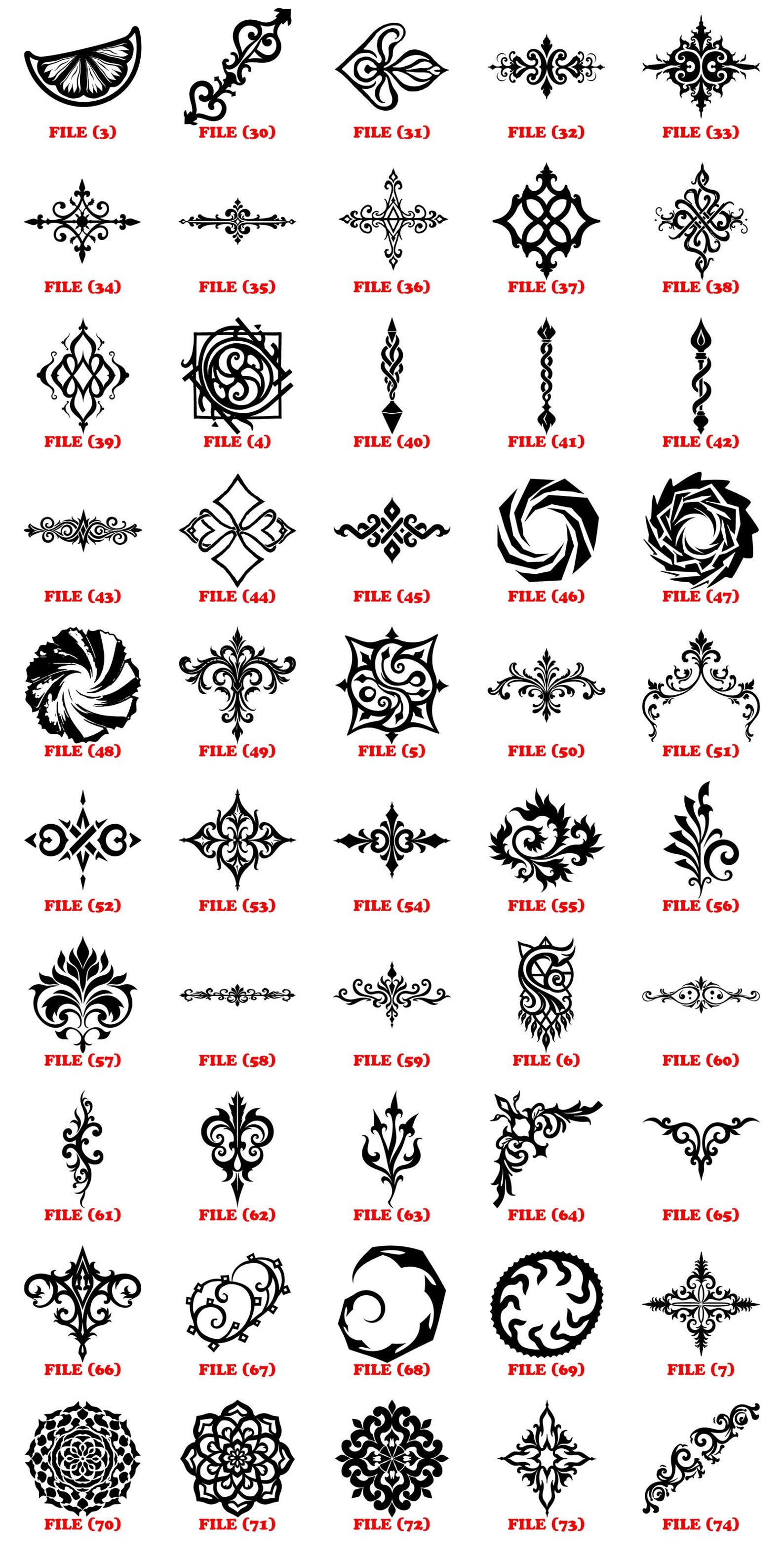Geometric Filigree Elements Svg Png Pdf & Dxf Bundle for Crafting ...
