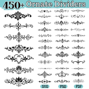 Laser Engrave File Ornate Divider Borders Svg Png Pdf, Line Art Vector for Engraving, Digital Cut Files for Co2 Laser, Instant Download