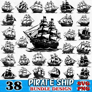 Piratenschiff svg, Bundle SVG, PNG sofortige digitale Downloads
