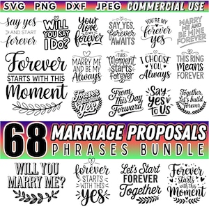 Propositions de mariage SVG | Offre groupée SVG proposition romantique | Fichiers DXF de fiançailles | Modèles Cricut pour usage commercial