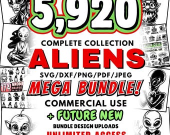 Alien Mega Bundle SVG | Alien Clipart | UFO Cut Files | Extraterrestrial Designs | Cricut Silhouette | Digital Download | Commercial Use