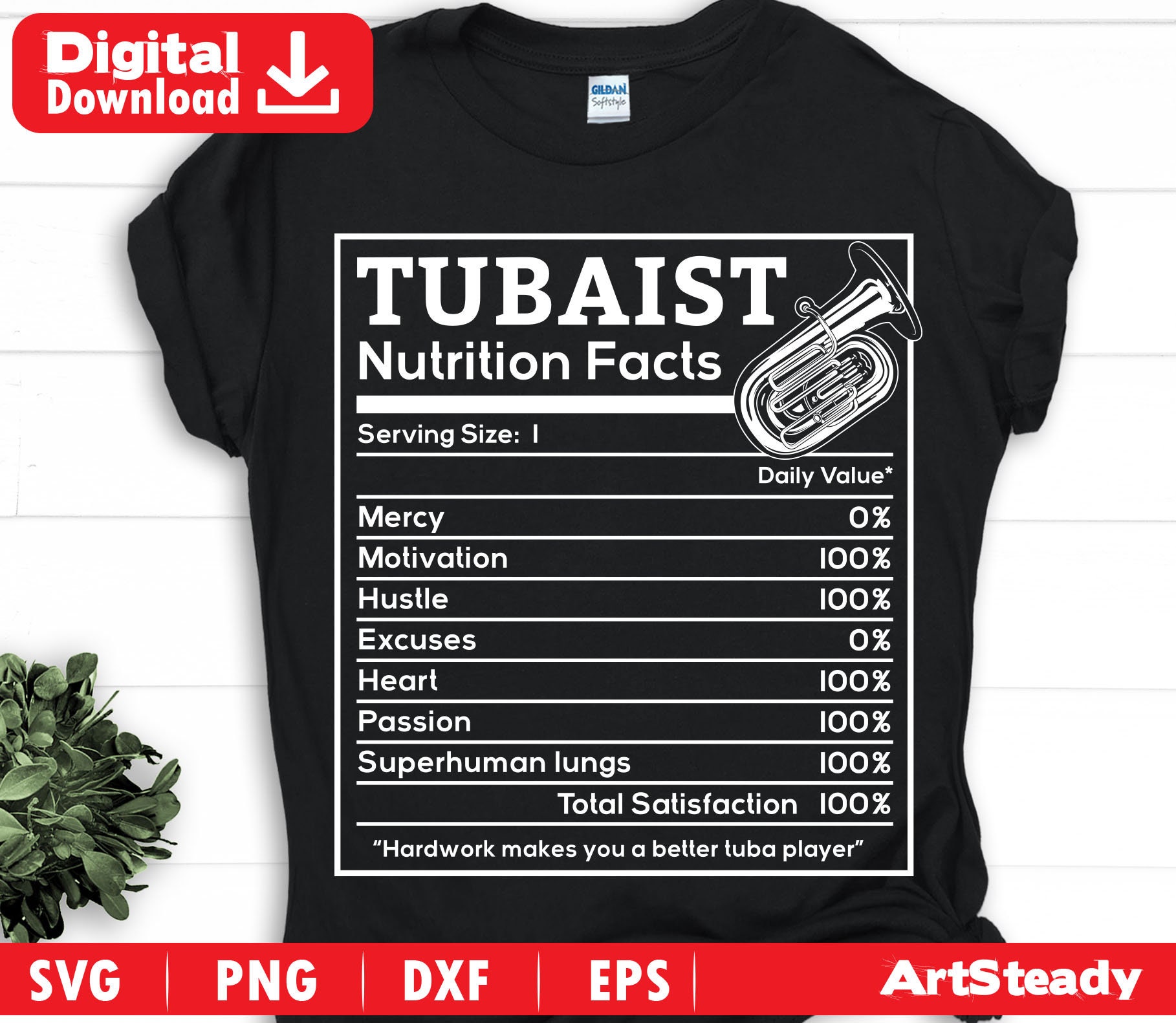 Tuba Svg Files Tuba Funny Nutritional Facts Graphic Art Etsy
