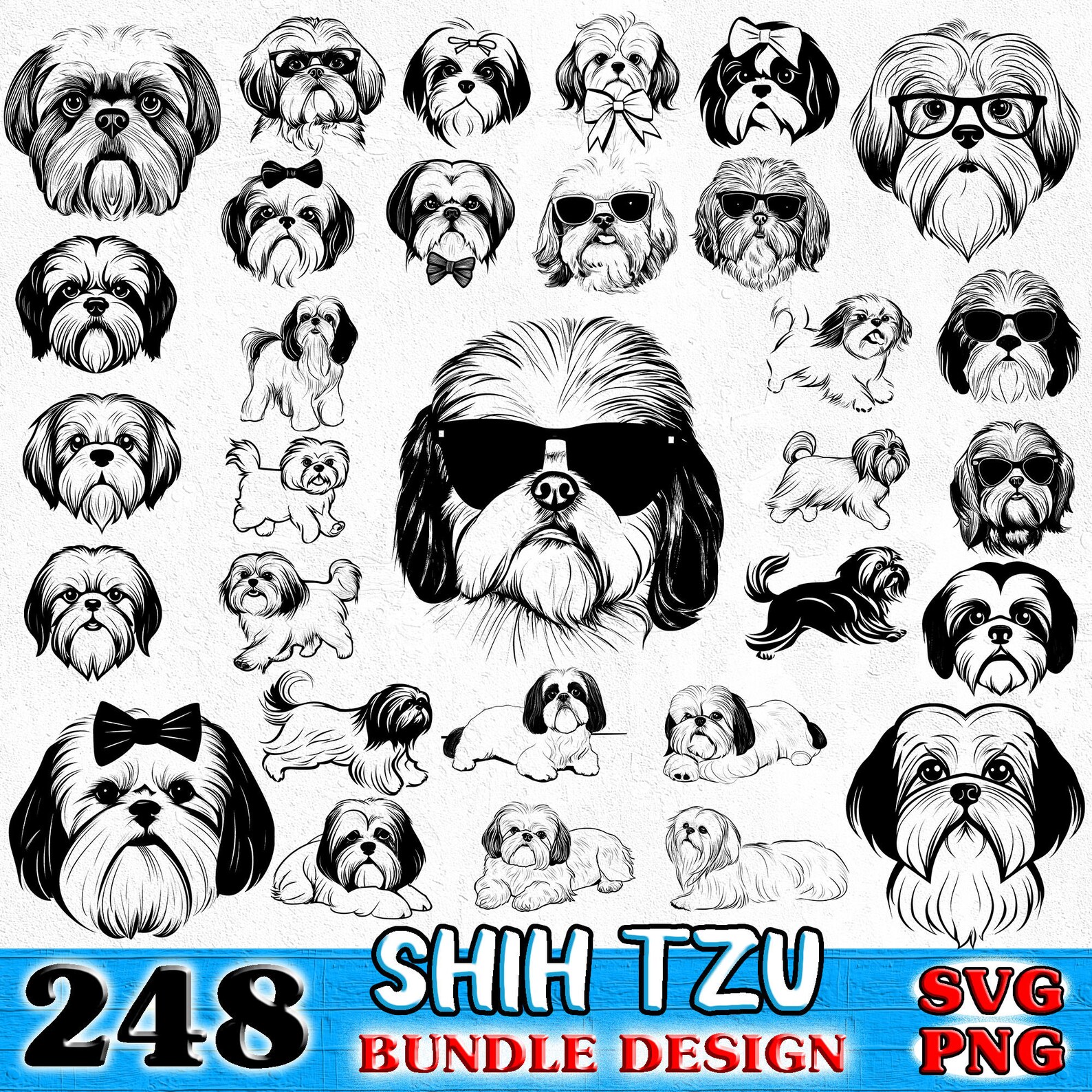 Shih Tzu Dog SVG Bundle for Pet Lovers, Cute Shih Tzu Designs, PNG ...